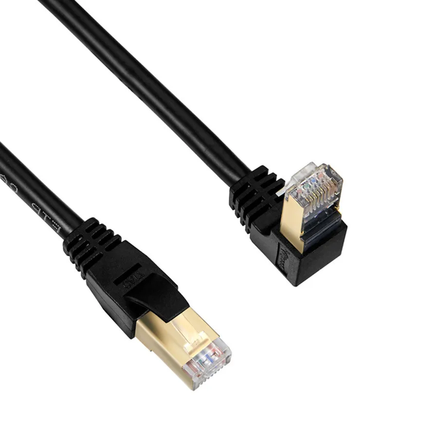 Right Angle Cat7 Ethernet Cable RJ45 Lan UTP RJ 45 Network Cable for Cat6 Compatible Patch Cable Ethernet 90 Degree 0.3m