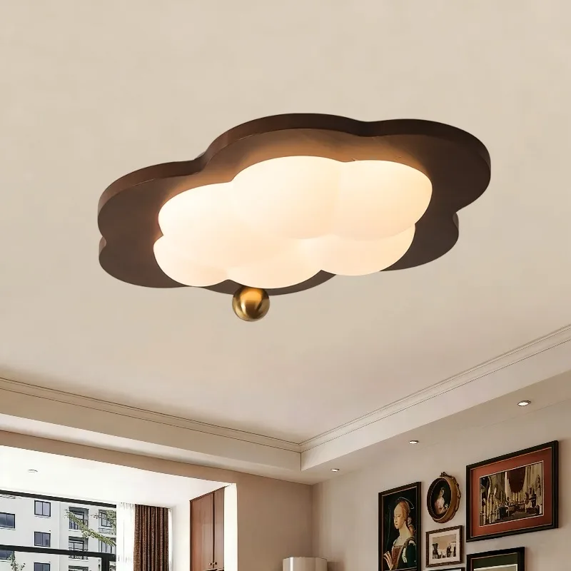 Moden Cloud Shape Wooden Base Ceiling Lights White Acrylic Lampshade Creative Living Room Bedroom Restaurant Office Hanging Lamp