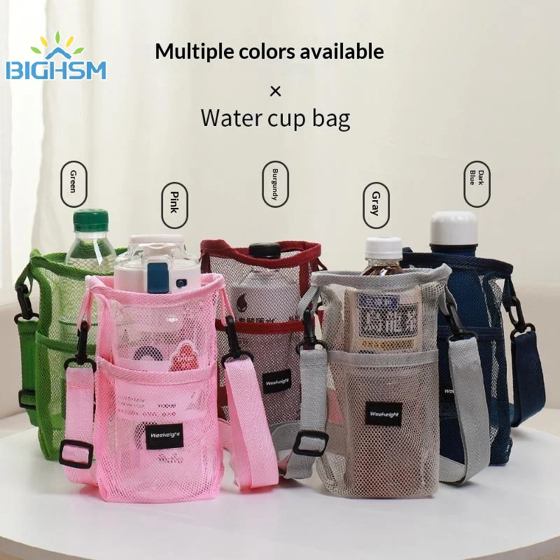 1Pcs Adjustable Strap Mesh Water Bottle Bag With Anti-Drop Design – Portable Cup Holder For Kids & Adults Outdoor Adventures