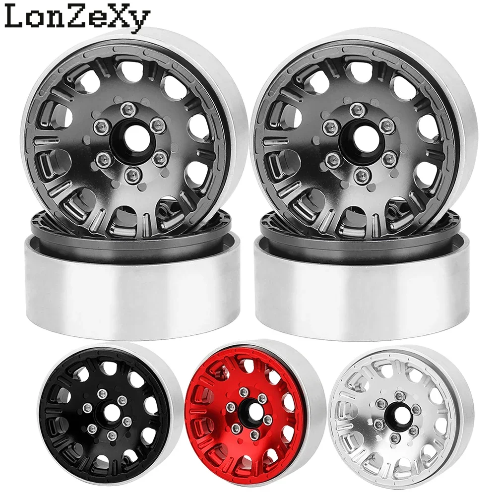 4pcs Metal Alloy Beadlock 1.9 inch 2.2 inch Wheel Rims Hubs for SCX10 Wraith 90048 TRX4 TRX6 1/10 RC Crawler Car Upgrade Parts