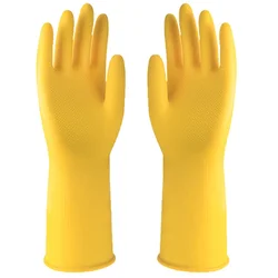 Latex rubber gloves are suitable for housework, kitchen washing, dishwashing gloves, acid and alkali-resistant thickened gloves,