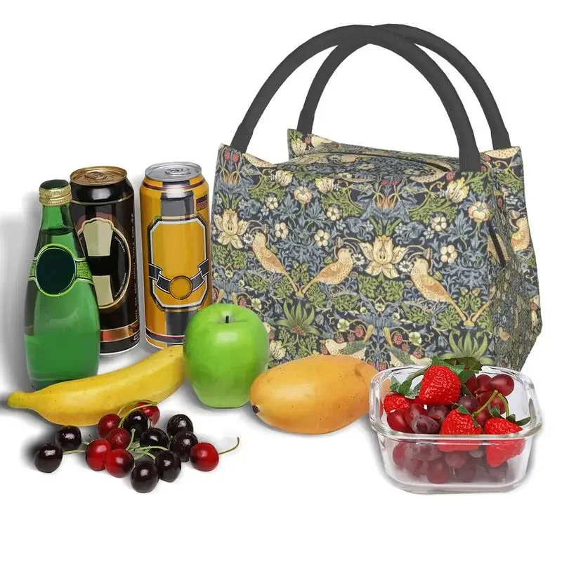 Bolsa de almuerzo aislante William Morris para el trabajo, oficina, patrón textil, refrigerador térmico a prueba de fugas, caja Bento, bolso de hombro para mujer