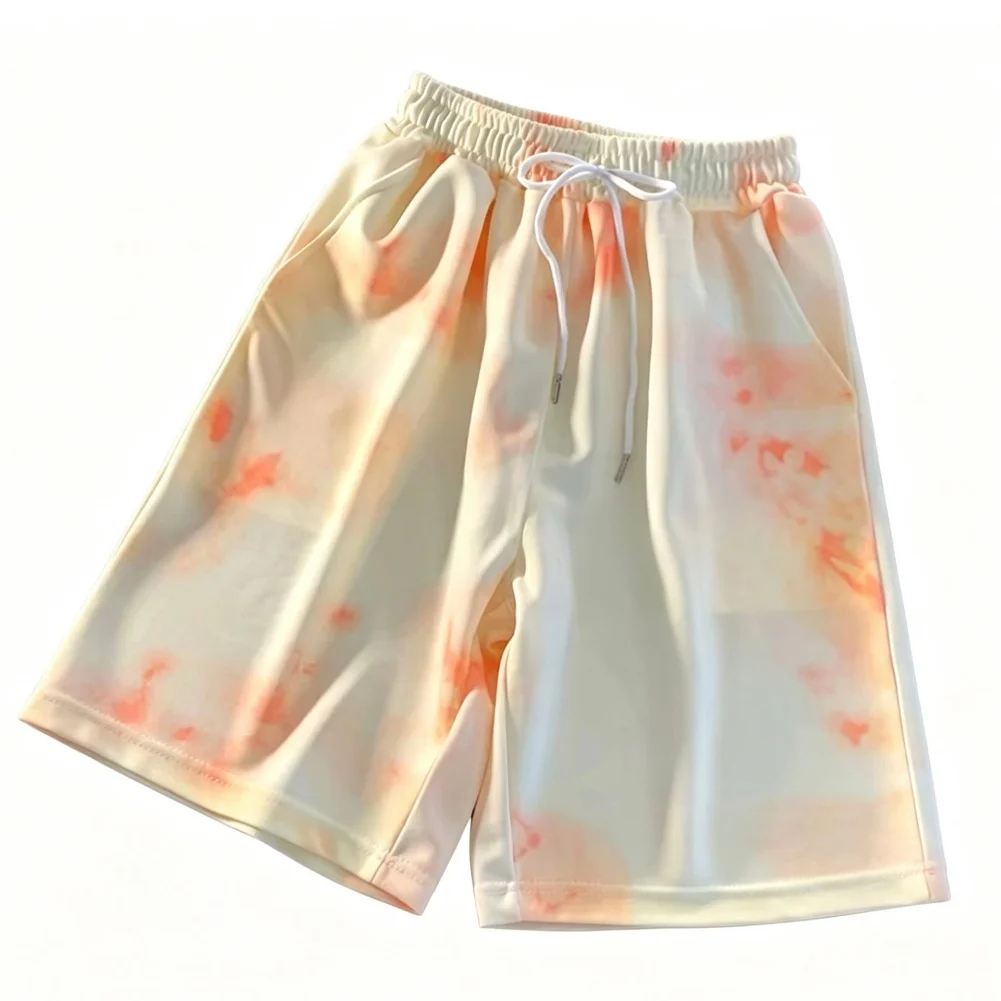 Men's Tie Dye Print Loose Shorts Elastic Waist Drawstring Comfortable Summer Beach Casual Wear Size M up to 3XL