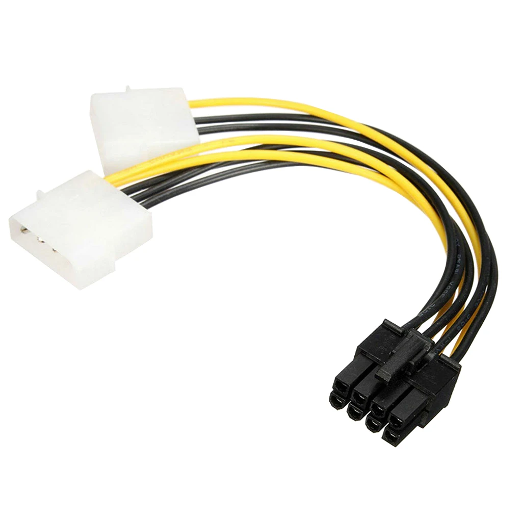 

18cm 8Pin To Dual 4Pin Video Card Power Cord Y Shape 8 Pin PCI Express To Dual 4 Pin Molex Graphics Card Power Cable