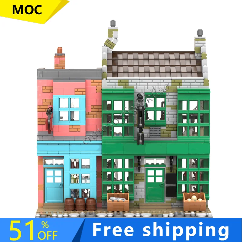 

1271 шт. MOC, современный город, вид на улицу, волшебная модель будущего Менгерии, сделай сам, технология-головоломка на заказ, креативная сборка, детская игрушка в подарок