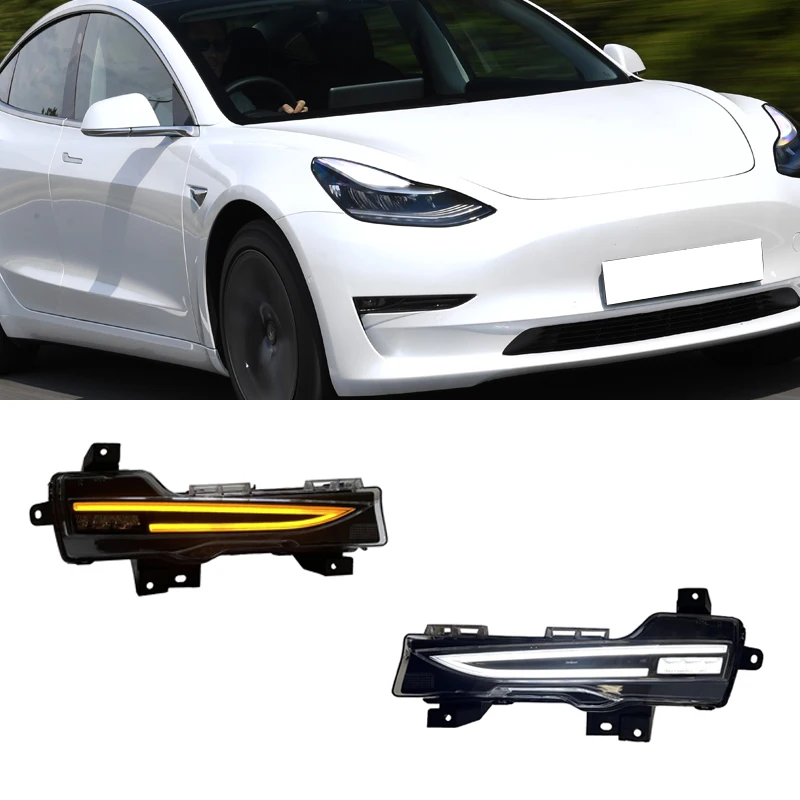 

Для Tesla Model 3/Y 2019-2022 Автомобильный светодиодный передний бампер, противотуманный фонарь, дневные ходовые огни, предупредительный фонарь в сборе
