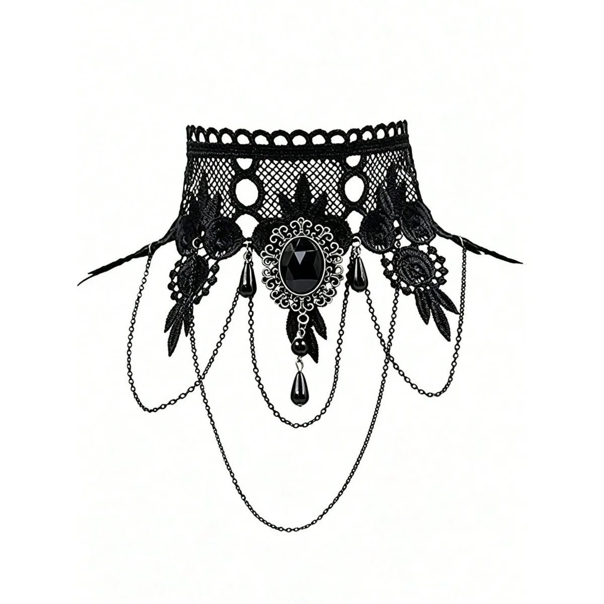 5-teiliges Halloween-Kostüm-Accessoire-Set, Spitzenkette, Horn-Stirnband, Armband, Halsband, Umhang, Hexen-Cosplay-Requisiten für Partys – Detail 5