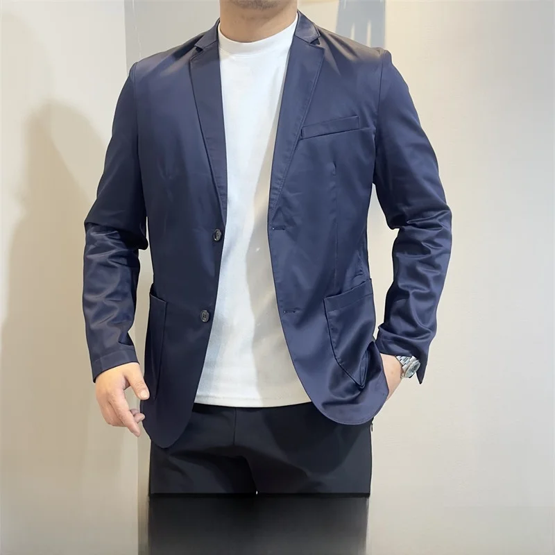 

Exquisite Texture Mens Casual Wool Blend Suit Jacket 3D Tailoring Business Leisure Style Long Sleeve Spring Autumn Wear
