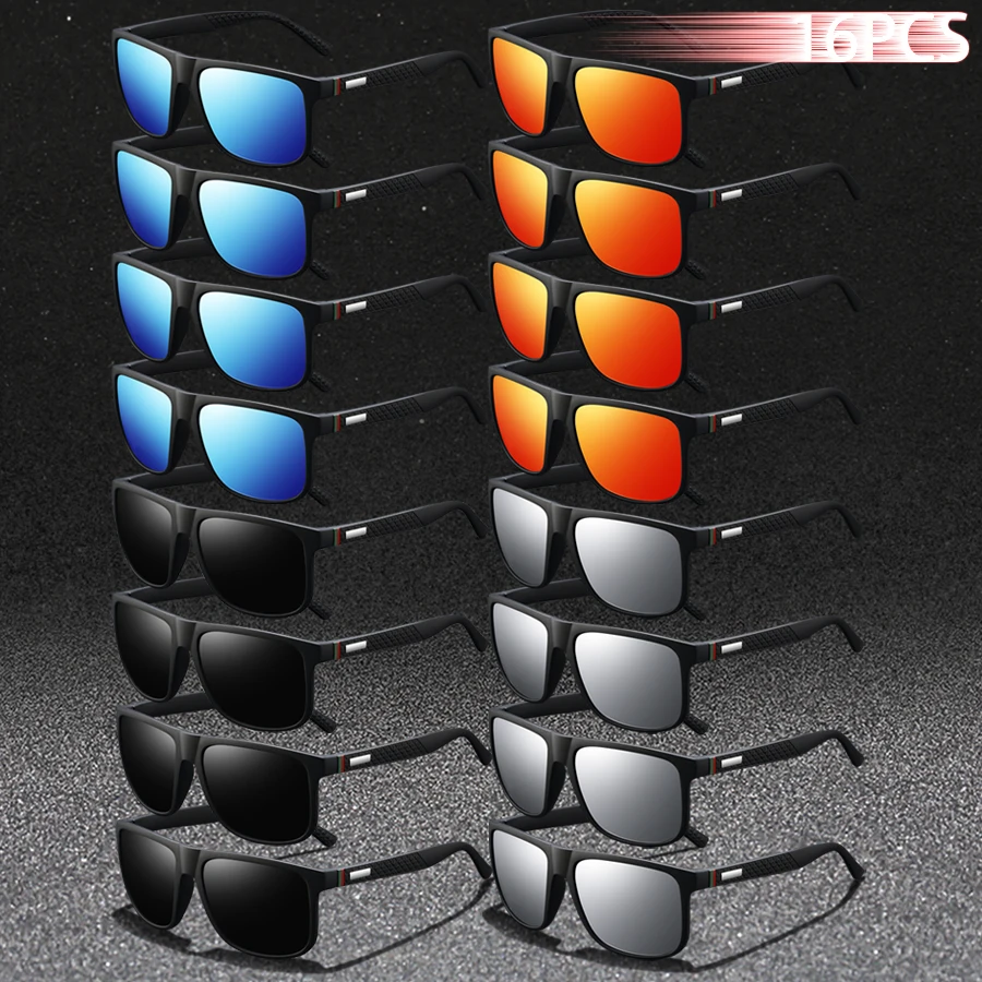 

16PCS Premium Fashion Designer Sunglasses Classic Check Pattern for Men Women Driving Fishing Beach Holiday Leisure Eyewear
