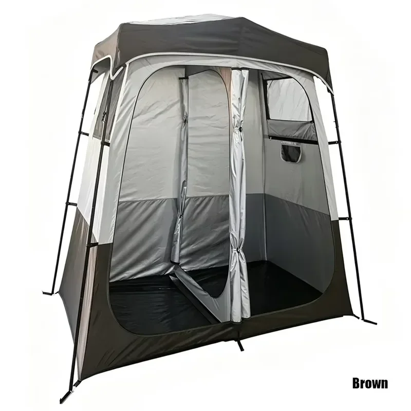 Dual Room Outdoor Changing Privacy Tent, Portable Pop-Up Shower Enclosure, Mobile Toilet Bath Shelter for Beach Camping Fishing