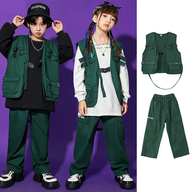 Ropa de calle de moda para niños, ropa de Festival de baile de Hip Hop, traje de baile Kpop para niños, traje de baile de Jazz YS4611