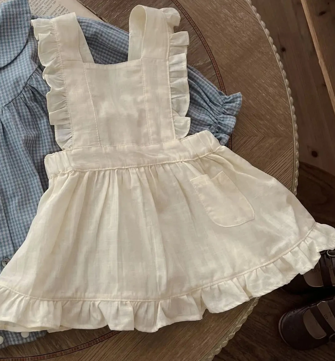 

Baby Clothing Spring and Autumn Girls Lace Solid Color Casual Simple Fashionable Sweet Sleeveless Dress