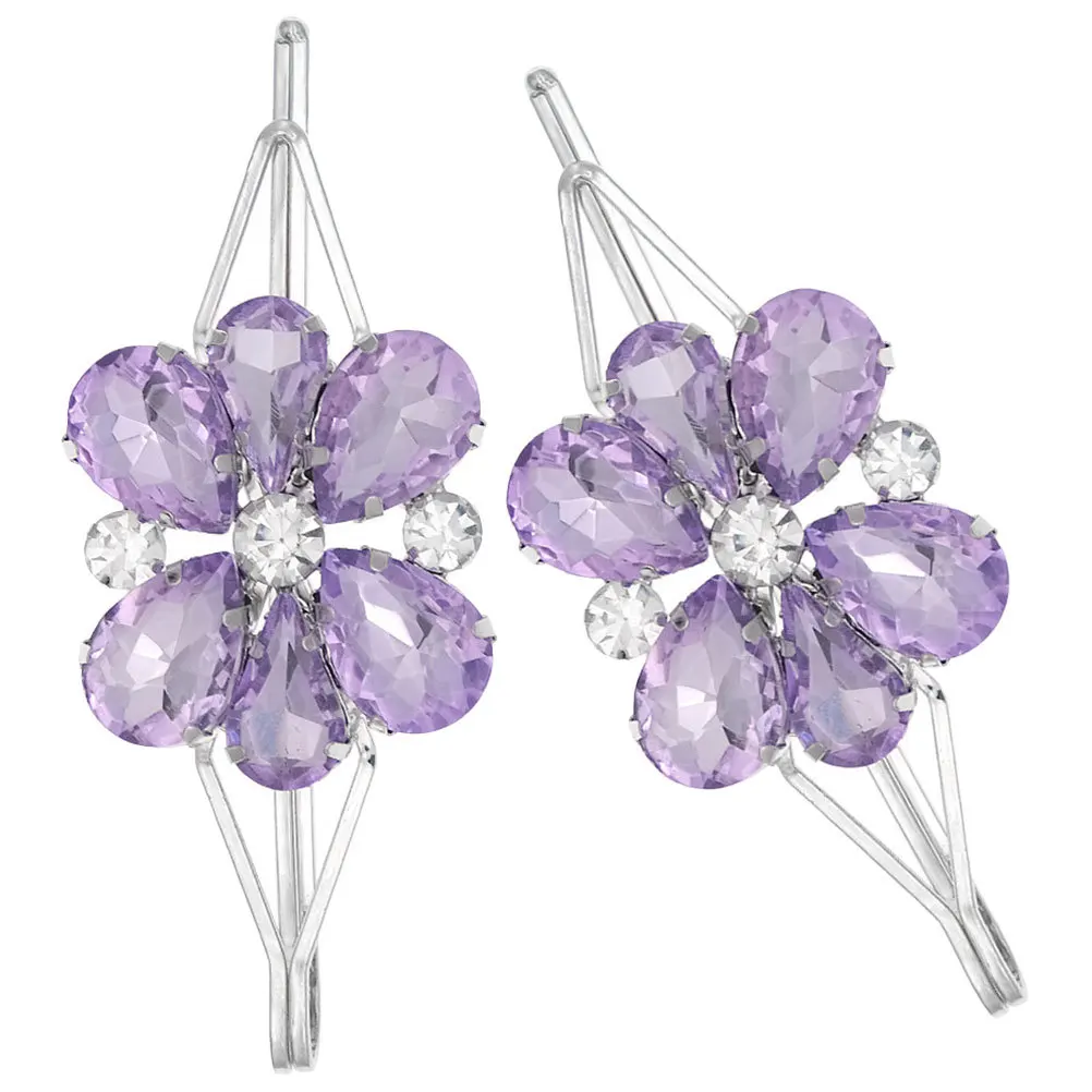 2 قطعة مقاطع الشعر حجر الراين المعادن كريستال المشابك الزفاف الزفاف إكسسوارات الشعر دبابيس الشعر للنساء الفتيات العروس دبوس الشعر #1