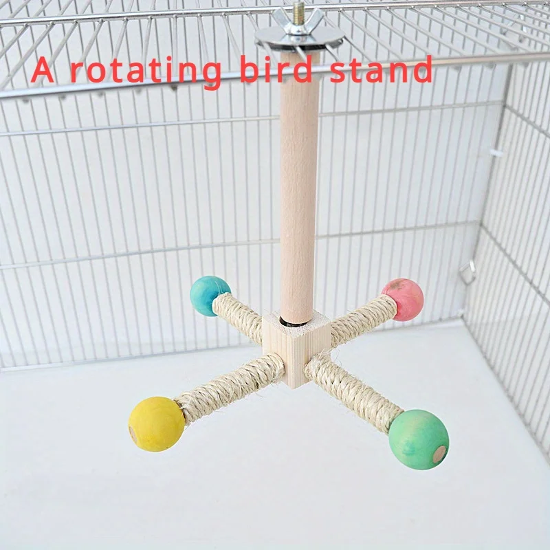 Soporte giratorio para percha para pájaros con rodamiento para loros, Material de corcho duradero, juguete interactivo de enriquecimiento para juguetes para pájaros en jaula
