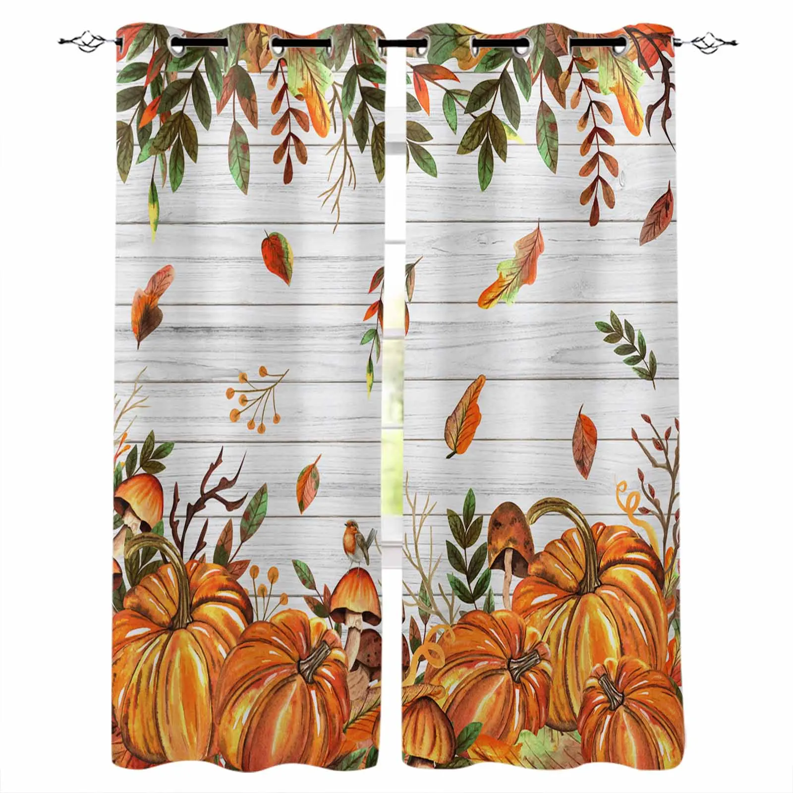 Autumn Thanksgiving Pumpkin Curtains For Living Room Kids Bedroom Window Curtain Balcony Hall Drape Long Cortinas