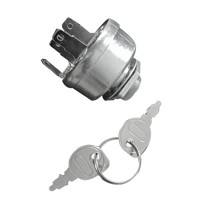 Lawn Mower Ignition Switch 6-Pin Ignition Switch Silver For Lawn Mowers And Agricultural Vehicles Tractor