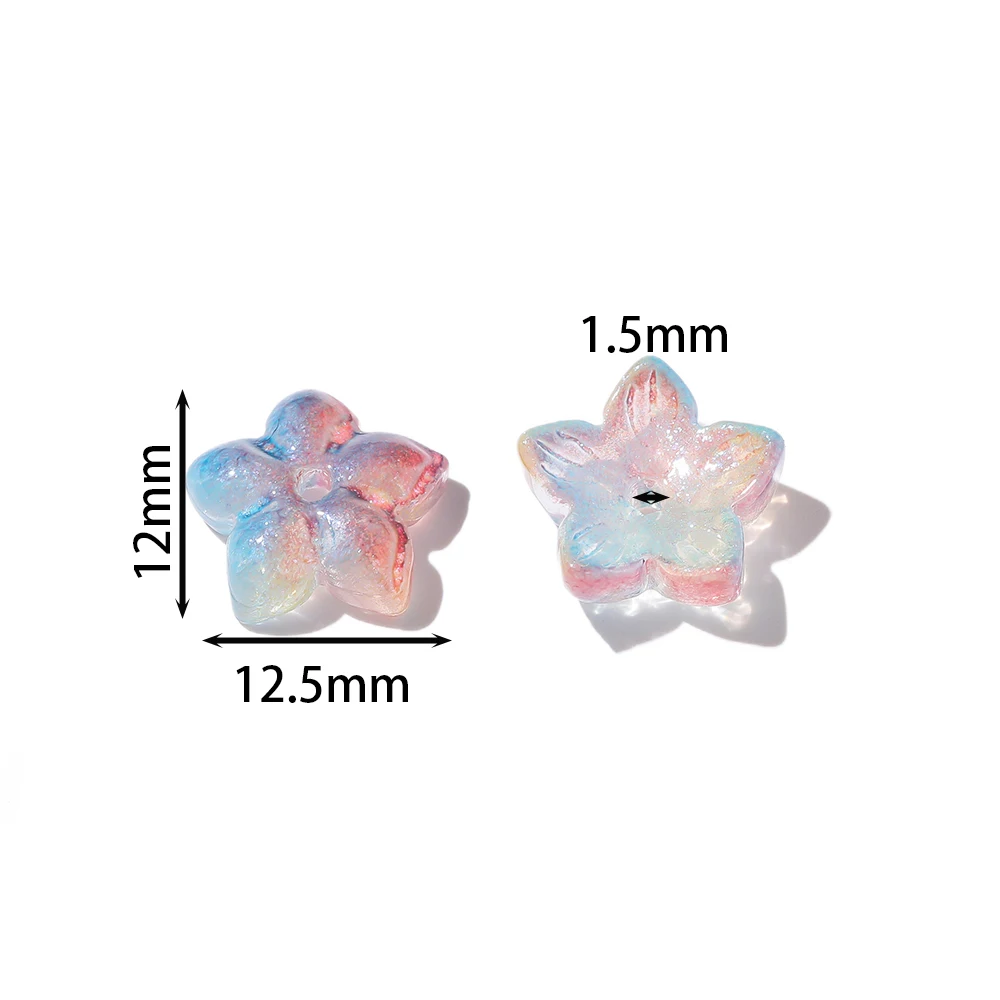 20pcs Gradient Flower Lampwork Beads Bellflower Glass Spacer Beads Caps for DIY Charms Bracelets Jewelry Making Findings