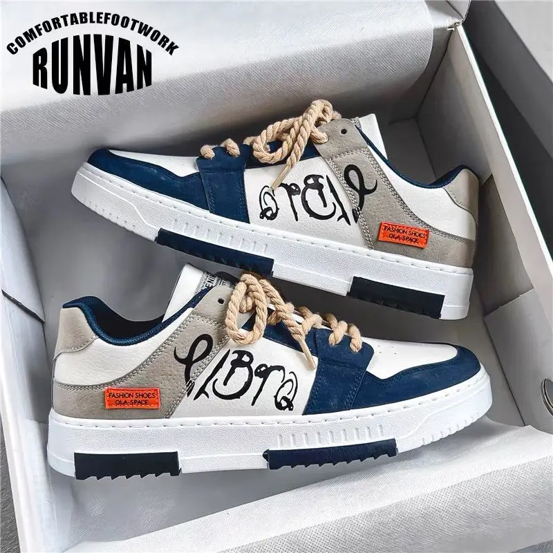 

2023 Sneakers for Men Comfortable Classic Casual Skate Shoes Male Fashion Non-Slip Leather Skateboard Shoes Zapatos De Hombre