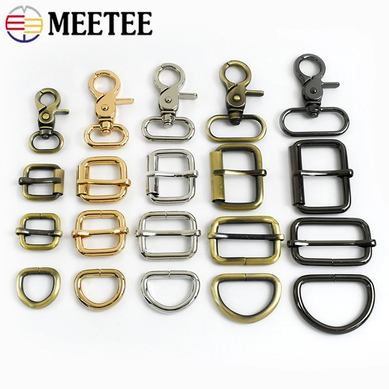 5/10Pcs 13-38mm Metal Bag Strap Buckles Trigger Snap Hook Tri Glide Slide Clip Pin Buckle D Ring Webbing Belt Sewing Accessories