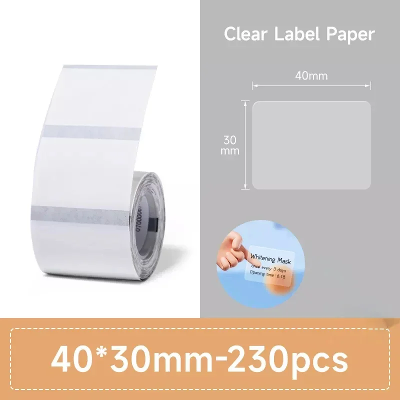 1Roll NiiMbot B1/B203 B21/B3s Label Printer Waterproof AntiOil Tear-Resistant Price Tag Pure Color Scratch-Resistant Label Paper