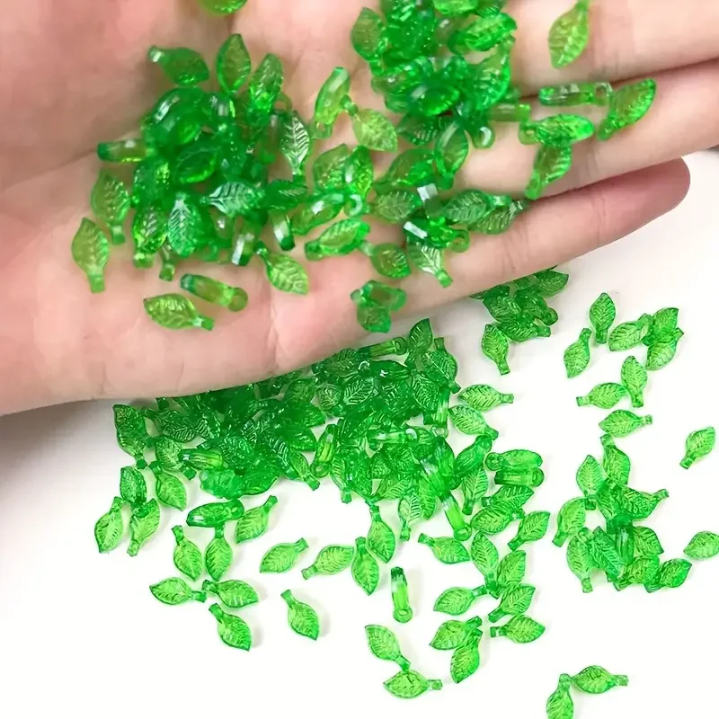 

100pcs Mini Green Acrylic Leaf Charms, Ideal for DIY Jewelry Making, Bracelets, Earrings, Keychains Handmade Accessories