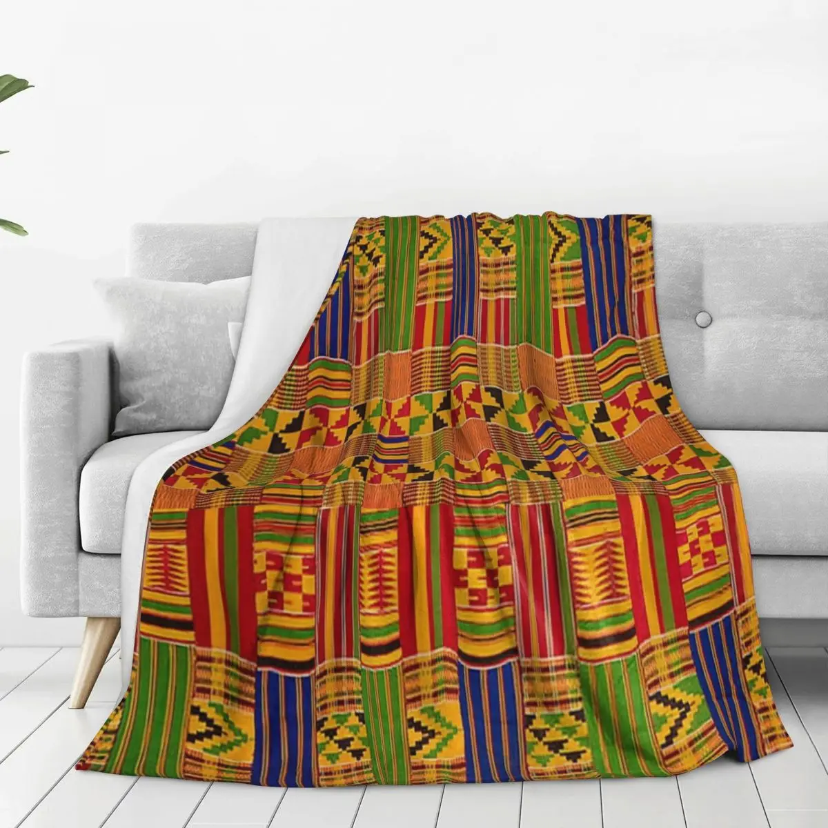 Kente Africa Design Blankets Fleece Breathable Sofa Throw Blankets For Home Bedroom Travel Throws Bedspread Quilt