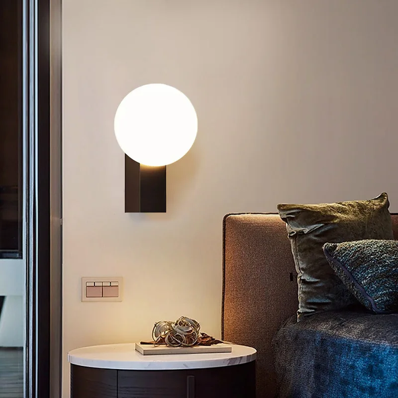 

NEW Originality Frosted Glass Wall Lights Modern Minimalism Home Decoration Entrance Lighting Bedroom Bedside Balcony LED Lights