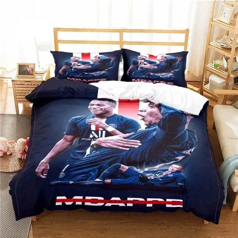 

3D Print Football Star Bedding Set Printed Duvet Cover Comfortable Breathable Luxury Cotton Quilt Pillowcase Single King Queen