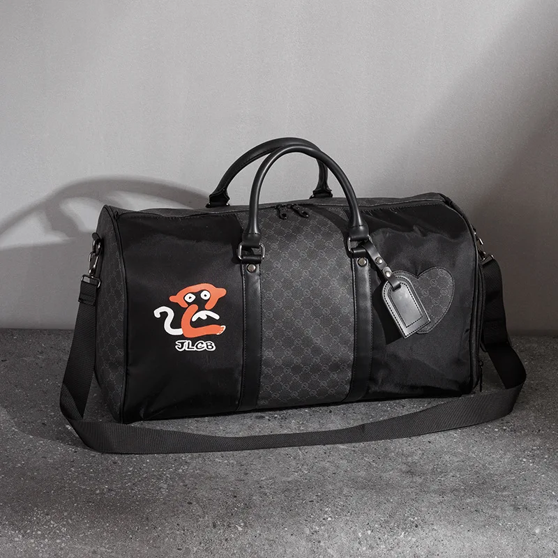 Luxury Design Handbag Men Plaid Patchwork Travel Totes Large Capacity Top-Handle Bags Fashion Crossbody Bag Men Luggage Bags