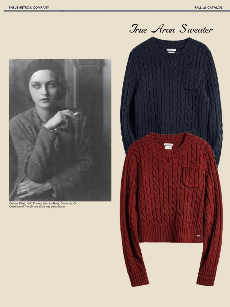 

Американский вязаный свитер в стиле ретро, свободного кроя, женский, с узором «аран», осенне-зимний, длинный топ