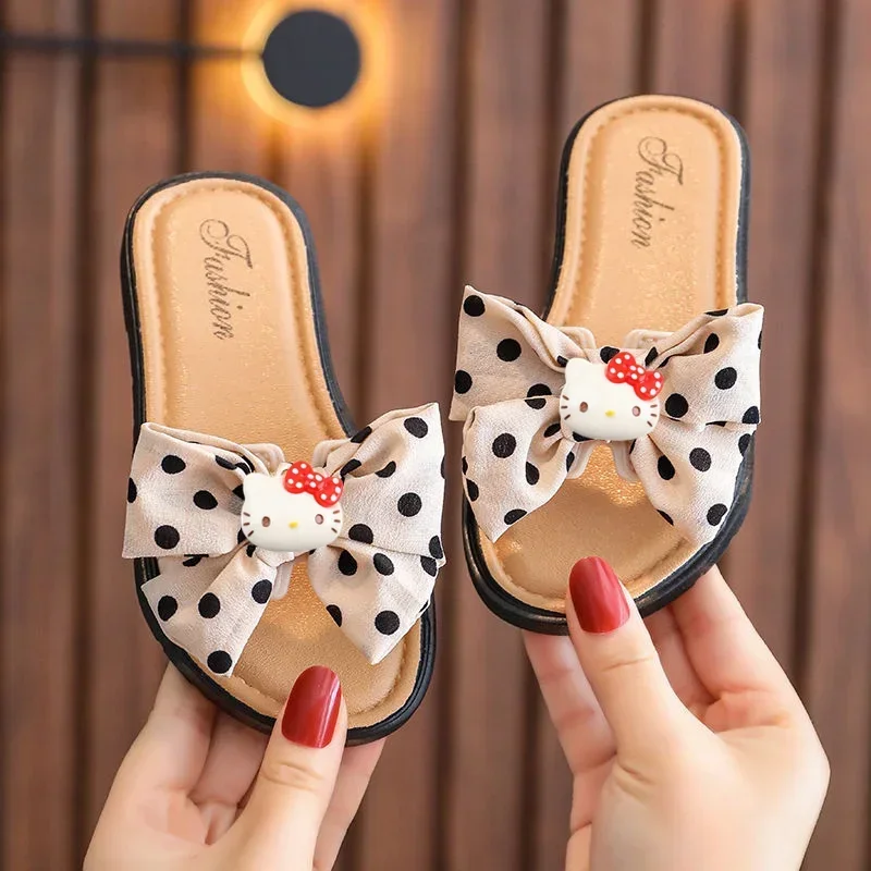 

Детские милые сандалии hello kitty, обувь принцессы для девочек, нескользящие тапочки с мягкой подошвой Sanrio, размеры обуви меньшего размера