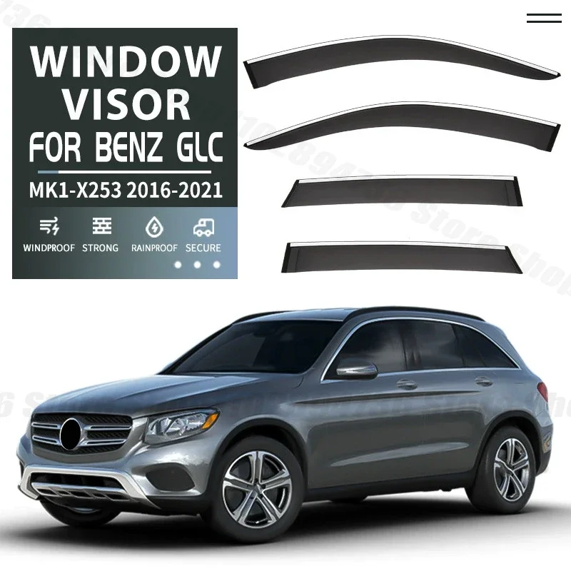 Window Visors For Mercedes Benz GLC Class MK1 Side Window Rain Guard Wind Deflector Weathershield Vent Visor for Car Windows
