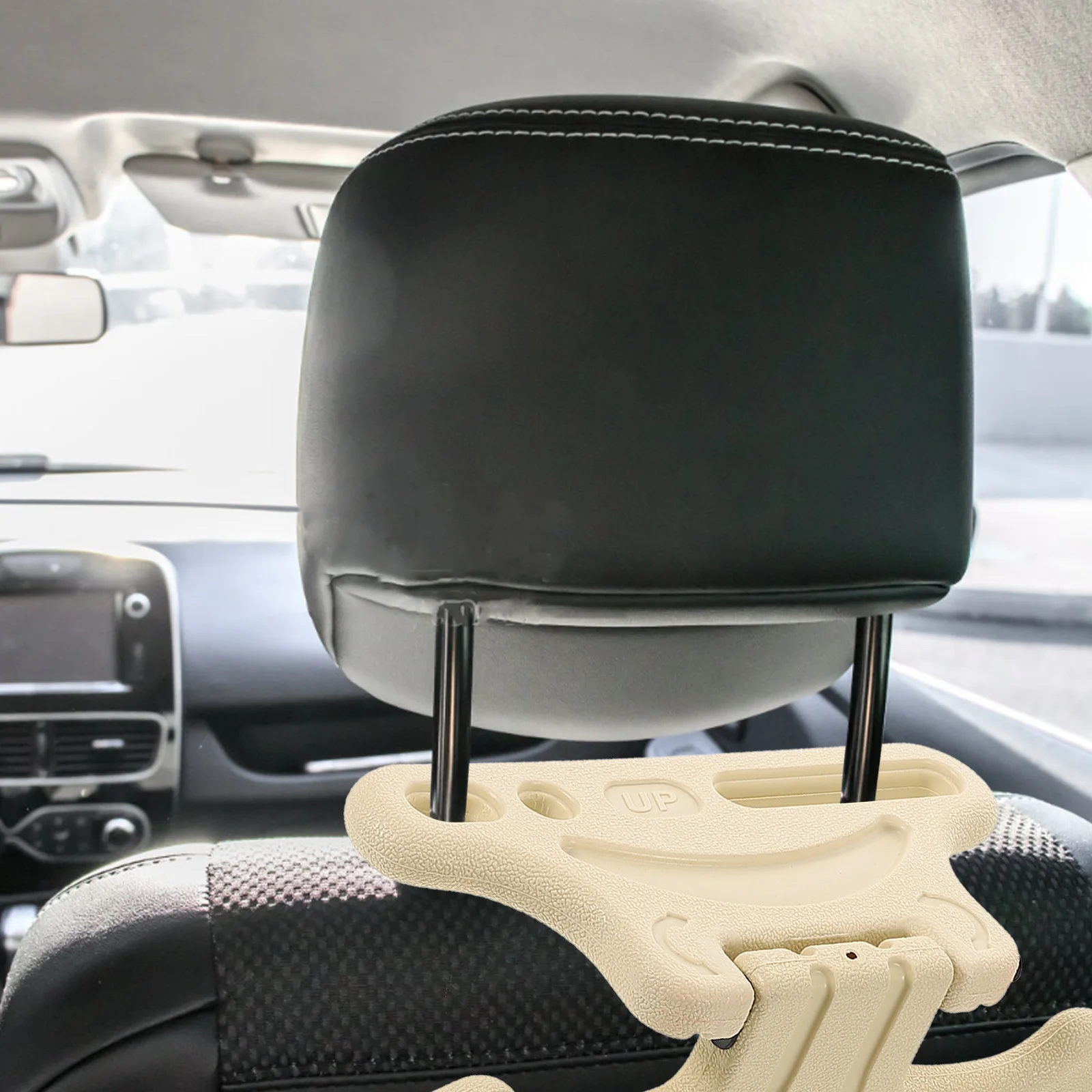 

Car Safety Hanger Clothes Hangers Hooks for Headrest Jacket Beige Abs Business Vehicle
