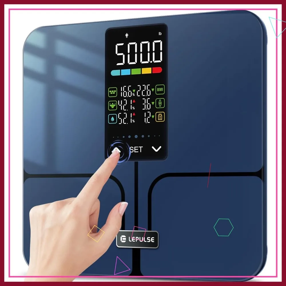 

500lb Smart Bathroom Scale with Large Backlit Display, 8 Body Composition Analyzer for BMI Fat Muscle Mass