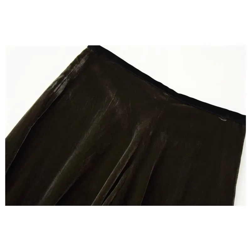 الخريف والشتاء الرجعية المخملية عالية الخصر تنورة الدانتيل المرقعة المرأة الجديدة عارضة أزياء تنوعا ألف خط التنانير #6