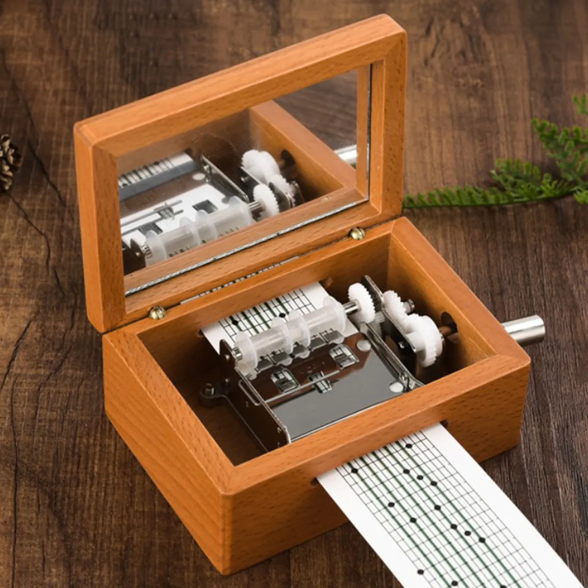 3Pcs Hand Crank Music Box Movement 15 Note DIY Kit with Hole Puncher and Blank Paper Tapes to Make Your Own Melody Silver
