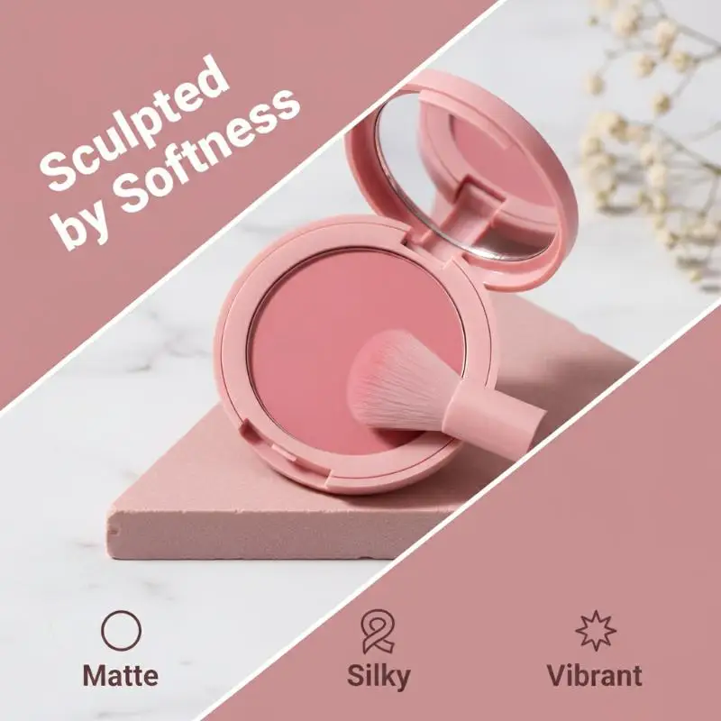 Monochrome Matte Blusher Palette Non-Caking Silky Smooth Long Lasting Cheek Tint for Beginner Makeup Lovers