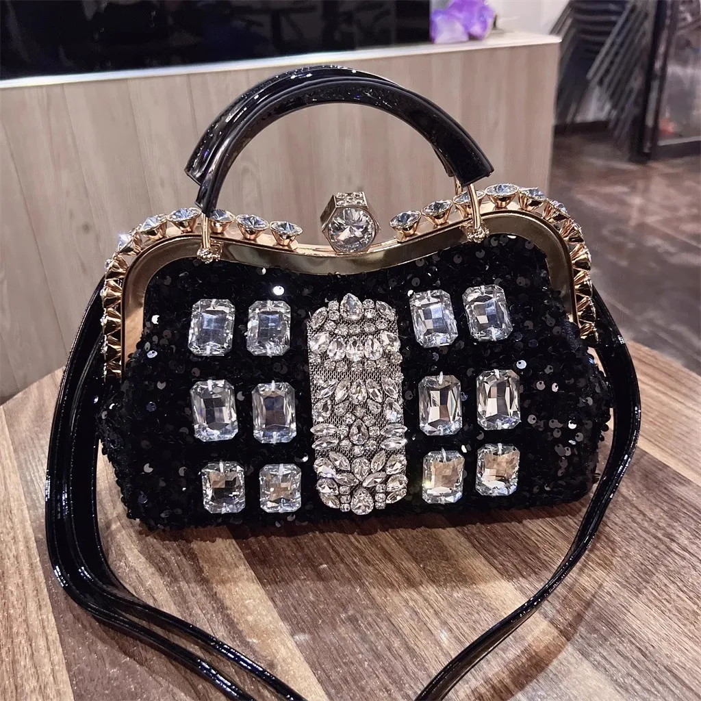 Glitter Sequin Square Bag Women Handbag Crystal Rhinestone Diamond Evening Bag Wedding Party Clutch Purse Shoulder Crossbody Bag