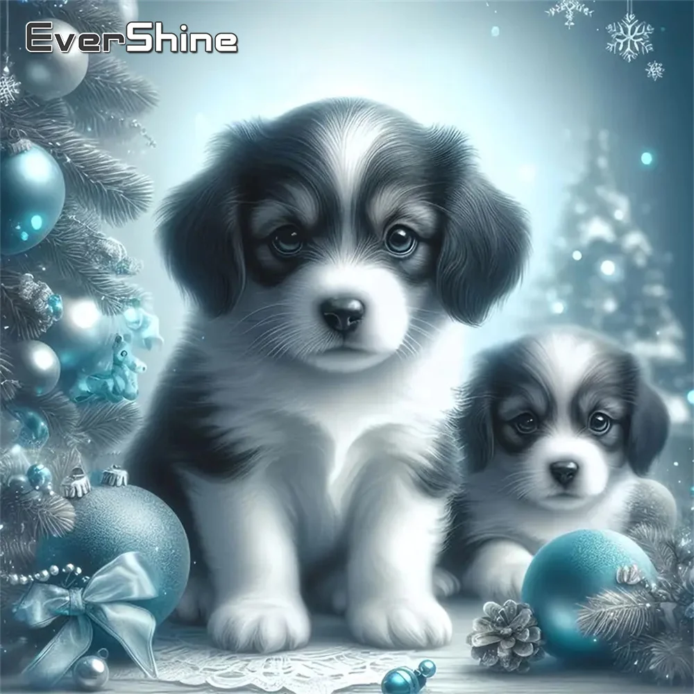 Evershine 5D DIY Hund Diamant Mosaik Tier Malerei Winter Muster für Erwachsene Anfänger Stickerei Kreuzstich Weihnachtsgeschenke