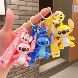 Cute Anima Stitch Cute Wizard Little Gold Wings Keychain Men's and Women's Bags Car Key Pendant Keyring