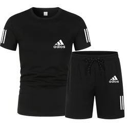 Conjuntos de treino casuais masculinos, camisas de manga curta e shorts esportivos, roupas masculinas de verão, conjuntos de corredores masculinos, S-4XL