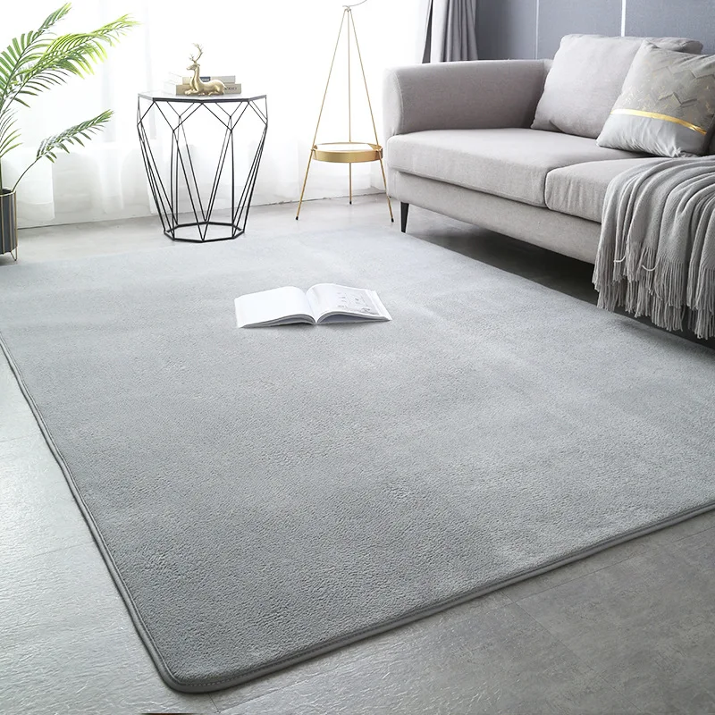 Solid Color Coral Velvet Carpet Modern Living Room Area Rugs Bedroom Bedside Rug Living Room Tatami Crawling Mat Home Decoration