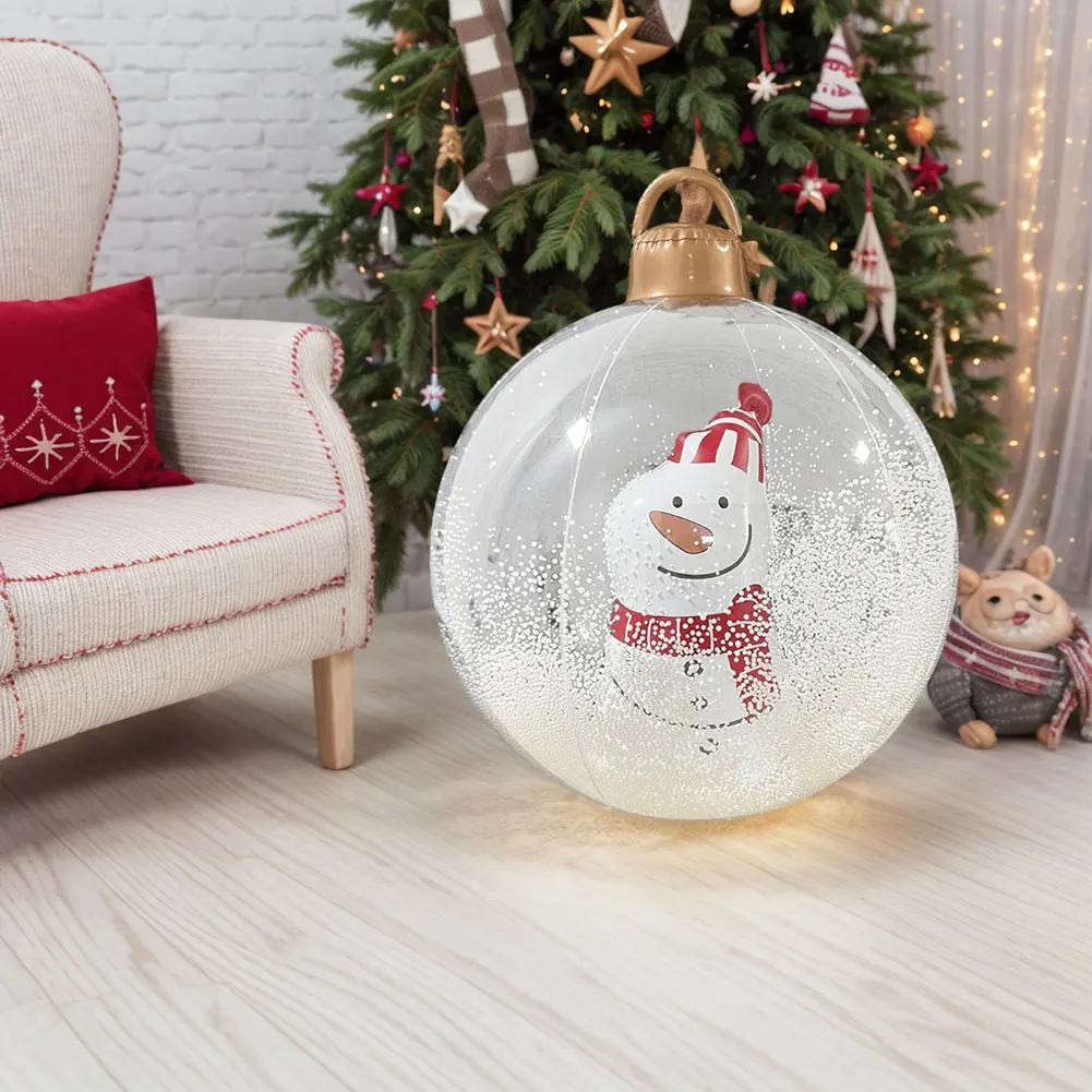 Bola de Navidad inflable gigante con luz LED, decoración navideña, adornos colgantes para puerta delantera y patio, 23,6 pulgadas