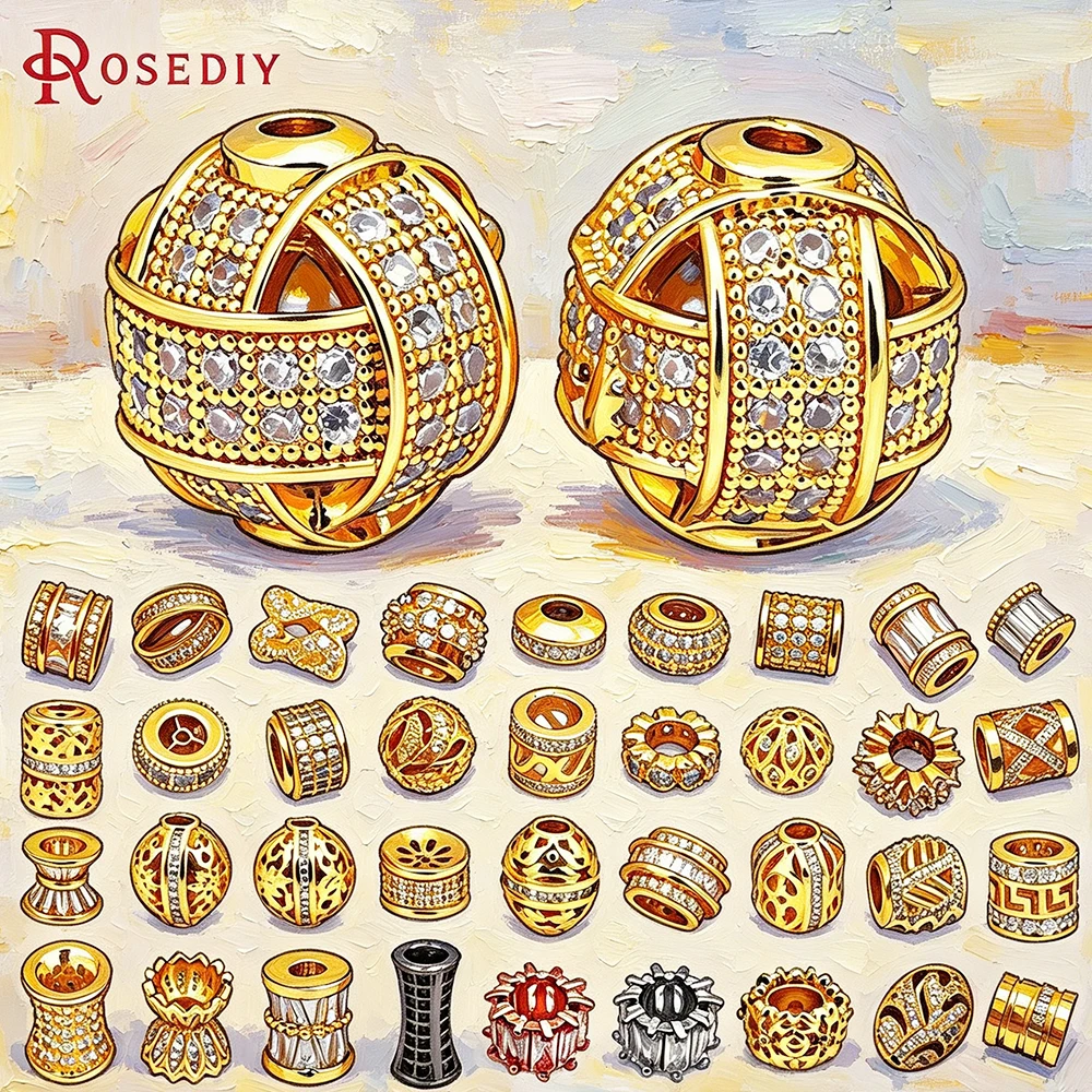 

18K Gold Color Brass Cylinder Barrel Oblate Wheel Spacer Beads Bracelets Beads Jewelry Making High Quality Diy Accessories