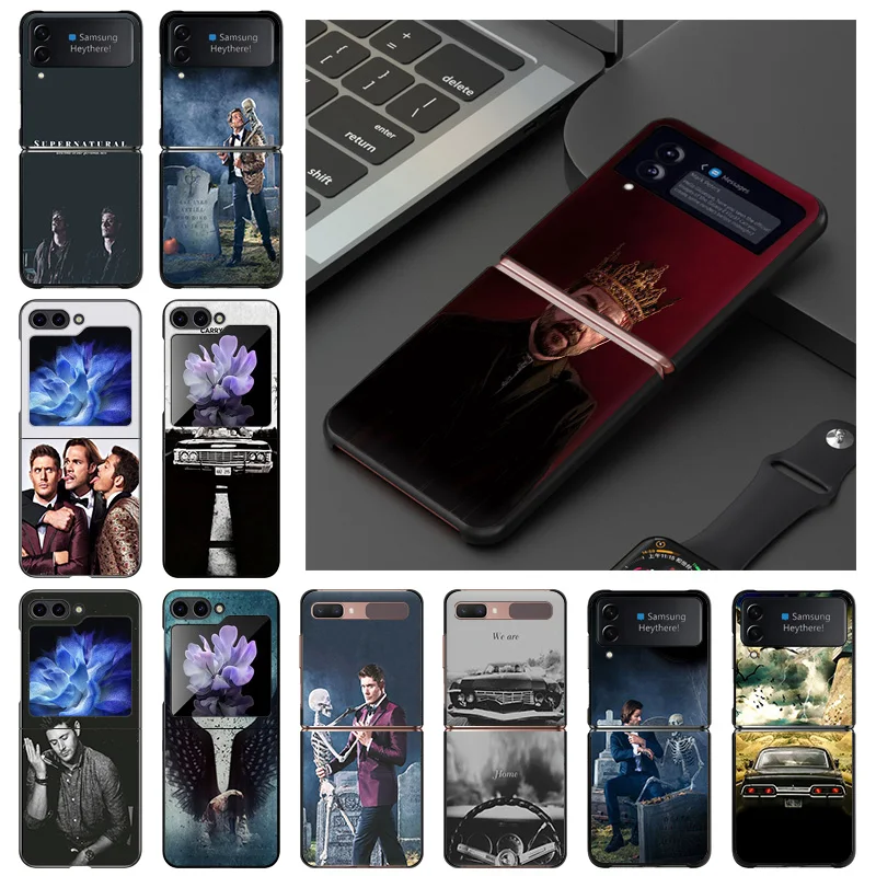 Hard Case for Samsung Galaxy Z Flip5 Flip3 5G Flip4 Flip Supernatural Dean Black Phone Cases Cover