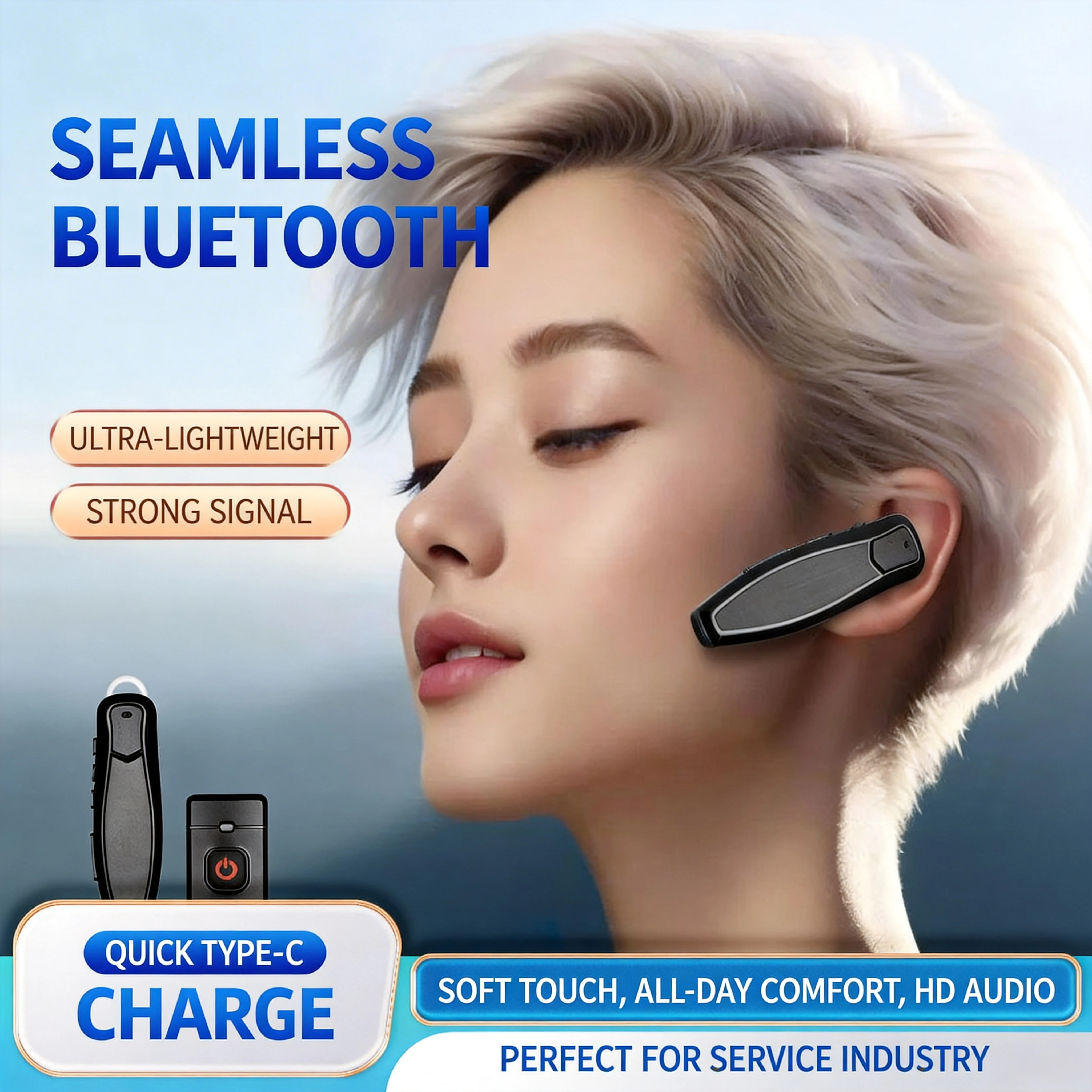 Bluetooth‑compatible Wireless Headset PTT Handsfree Earpiece for Baofeng UV 5R 82 21 13 17 888S Quansheng UV K5 (8) 5R Plus K6