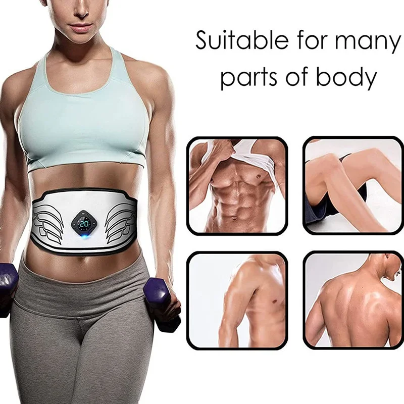 ABS Stimulator Ab Machine Abdominal Toning Belt EMS Muscle Toner USB Fitness Training Gear Loss Weight Equipment Home Gym Office