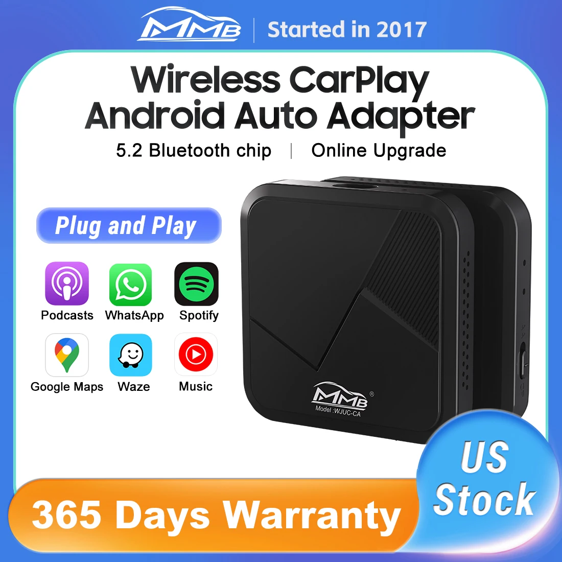 

MMB Box 2.0 Wired to Wireless Android Auto Box Wireless CarPlay Adapter Smart Car Ai Box WiFi Bluetooth Auto Connect for Mazda