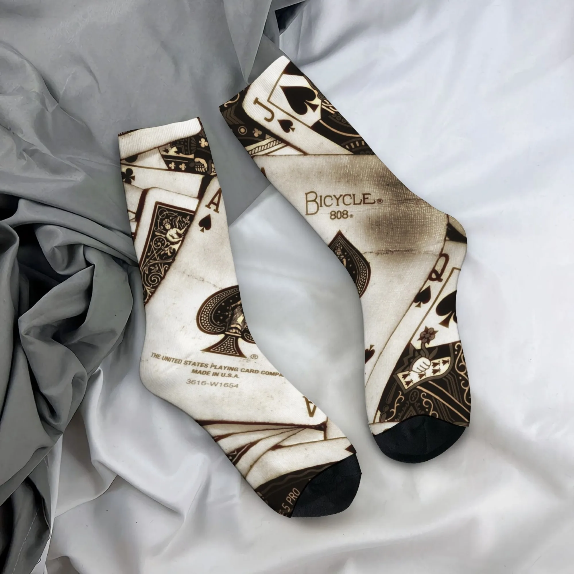 Harajuku Retro American Playing Card Print Men's Socks - Novel Street Style Casual Socks - Crazy Party Holiday Gift