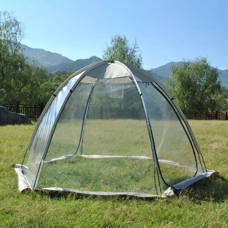 خيمة فقاعية واسعة تتسع لـ 6 أشخاص في الهواء الطلق، خيمة ألعاب شتوية شفافة للعائلة مع خيمة رياضية ببابين #4